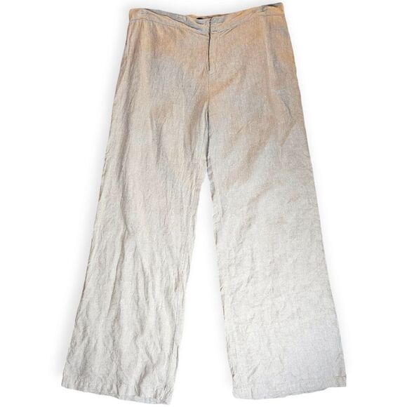 Philippe Adec High Waist Wide Leg Beige Linen Pants Size 10 - Picture 9 of 9